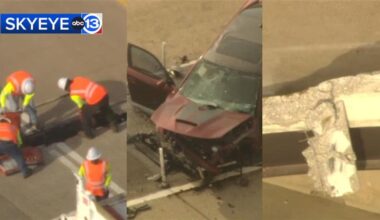 Large piece of concrete falls on Southwest Freeway lanes, sparking heaving traffic; TxDOT also working large pot hole