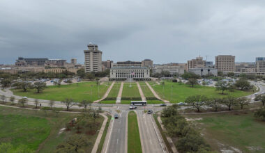 Texas A&M University's East Lawn and Jack K. Williams Administration Building