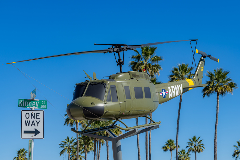 A photo of the helicopter monument at Sherrill Veterans Memorial Park