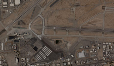 A satellite image of El Paso International Airport
