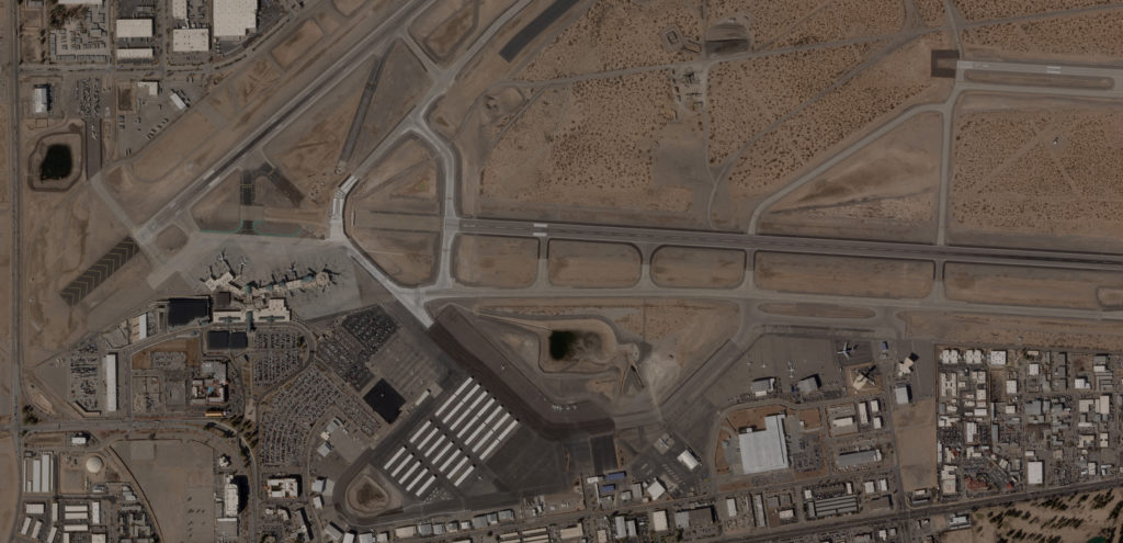 A satellite image of El Paso International Airport