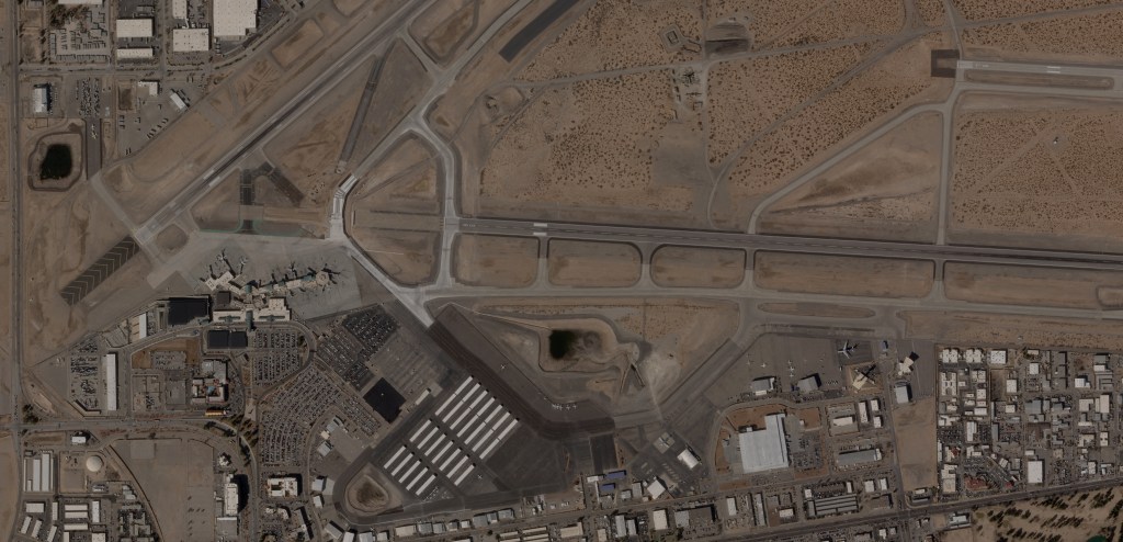 Satellite image of El Paso International Airport in El Paso, Texas.
