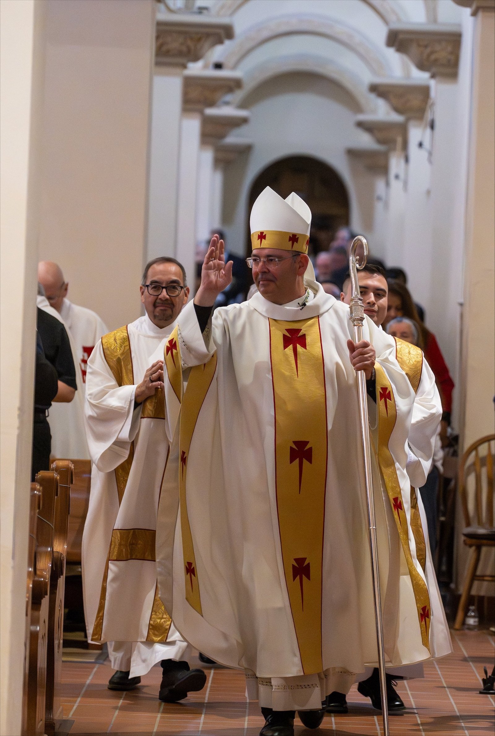 Newly ordained Bishop James A. Misko blesses the congregation during his ordination and installation Mass as bishop of Tucson, Ariz., at St. Augustine Cathedral in Tucson Feb. 20, 2026. When Pope Leo appointed him to head the Tucson Diocese Dec. 22, 2025, then-Father Misko was vicar general and moderator of the curia for the Diocese of Austin, Texas.