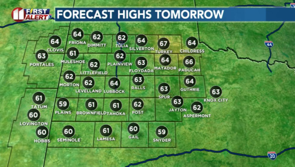 Highs tomorrow