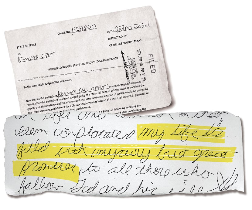 An excerpt from a letter Kenneth Offutt wrote to his judge from the Dallas County jail in...