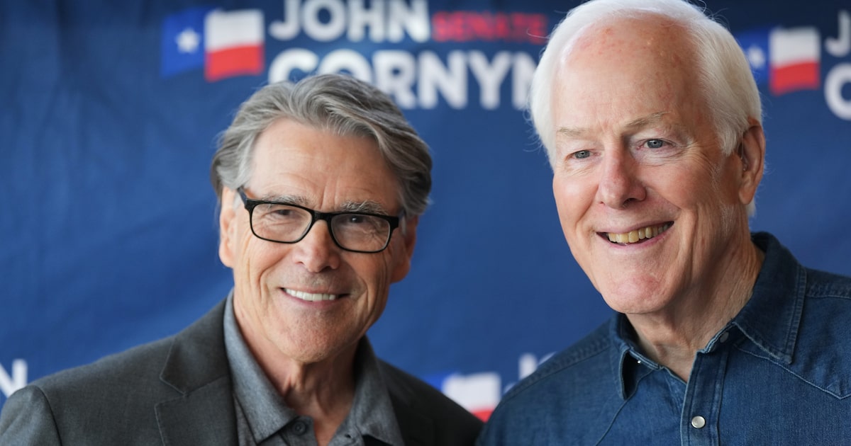 Former Gov. Rick Perry urges Texas Republicans to stick with John Cornyn in Senate primary