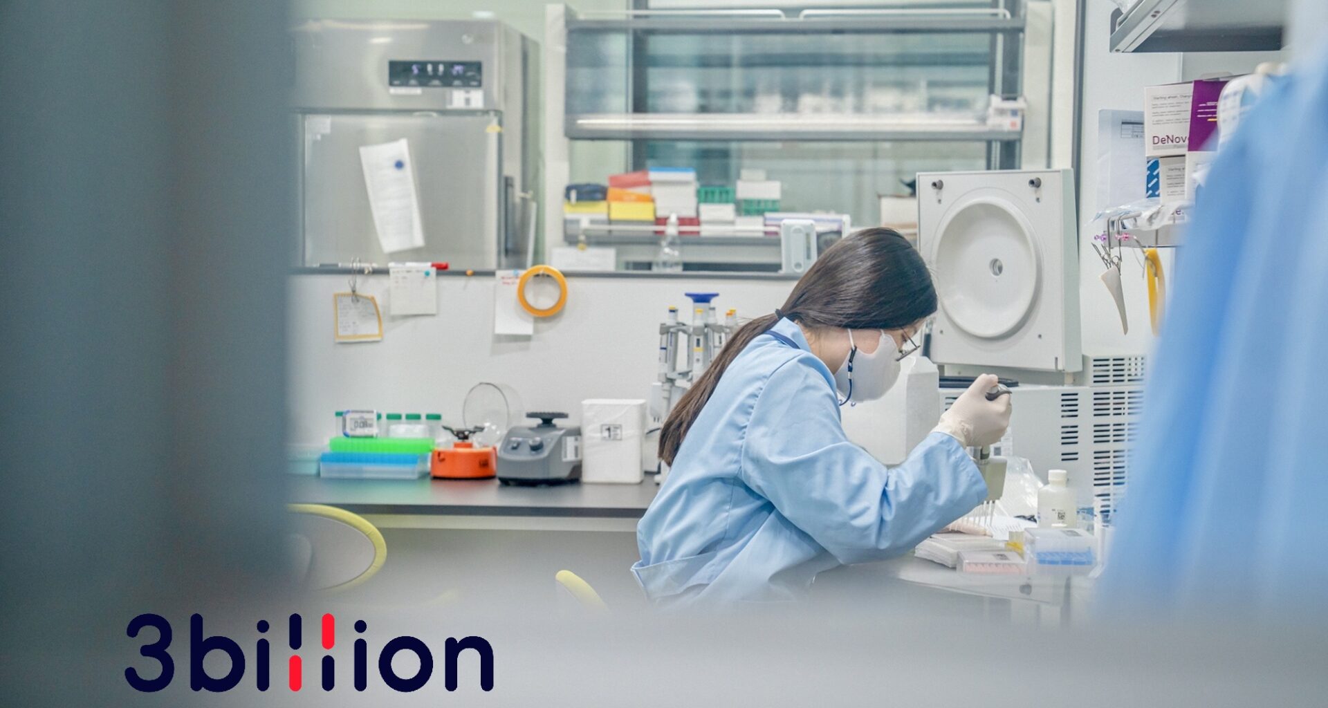 an individual working in a medical laboratory with 3billion company logo in bottom left corner