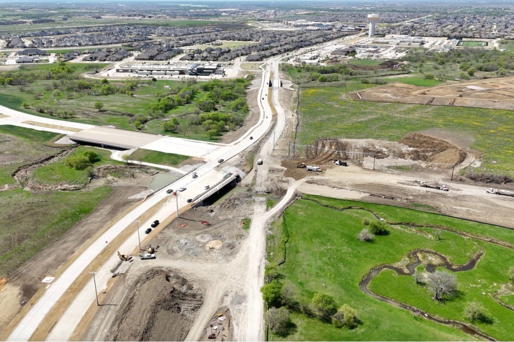 Road construction aerial view