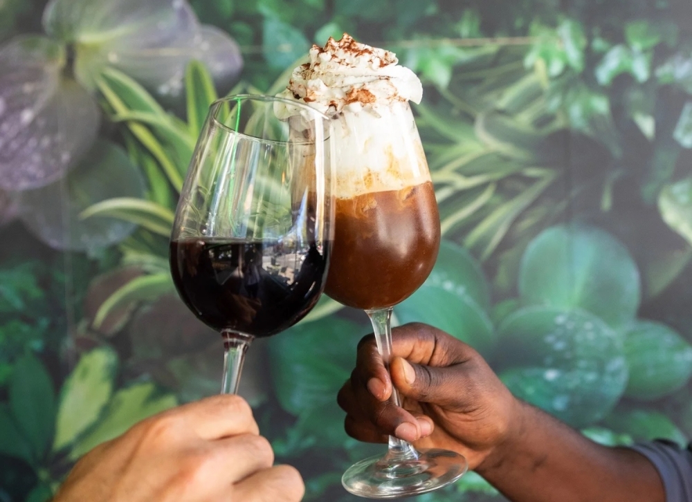 Pappalecco offers specialty coffees like the marocchino, a drink made with espresso and frothy milk topped with cocoa powder in a nutella-rimmed glass. (Courtesy Pappalecco)