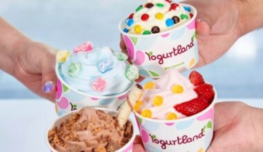 An assortment of frozen yogurt flavors at Yogurtland.