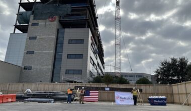 Medical City Plano held a topping-out celebration for its vertical expansion last month. (Courtesy Medical City)