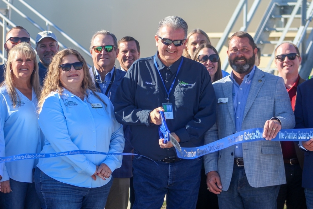 Officials with Green Valley Special Utility District celebrated the expansion of its Santa Clara Creek Water Reclamation Facility with a ribbon-cutting Feb. 6. (Amira Van Leeuwen/Community Impact)