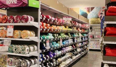 Michaels yarn aisle