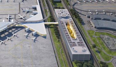 rendering of Terminal F parking garage