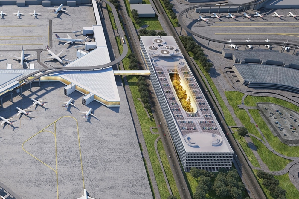 rendering of Terminal F parking garage