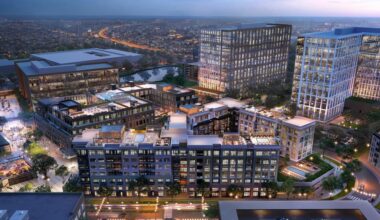 Plans for Phase 1 of The District include a 316-unit luxury multifamily housing development, with 23,042 square feet of ground-level retail. (Rendering courtesy Mark IV Capital)