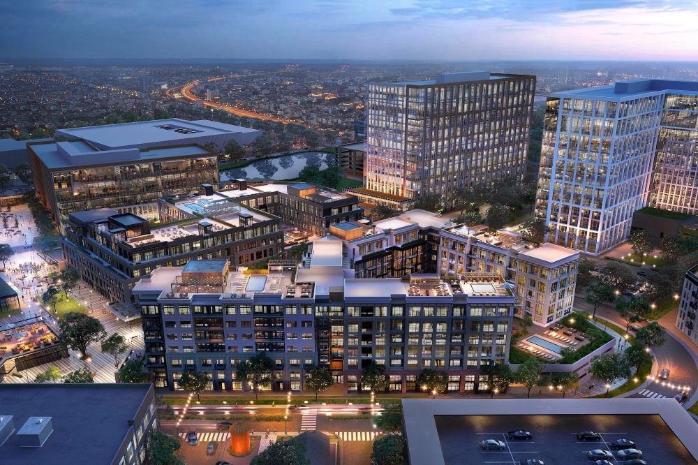 Plans for Phase 1 of The District include a 316-unit luxury multifamily housing development, with 23,042 square feet of ground-level retail. (Rendering courtesy Mark IV Capital)