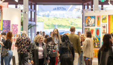 The Superfair attendees looking at art