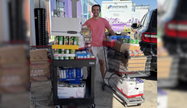 Andrew Halphen at food drive