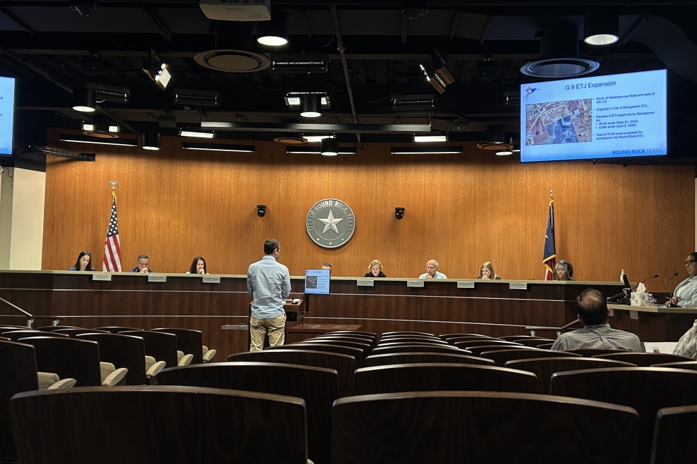 A 23-acre property near I-35 in Round Rock was rezoned to industrial use with enhanced protections for nearby Chisholm Valley residents. (Gracie Warhurst/Community Impact)