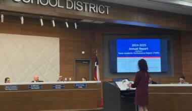 Allen ISD board of trustee member John Holley speaks during a Feb. 23 board meeting.