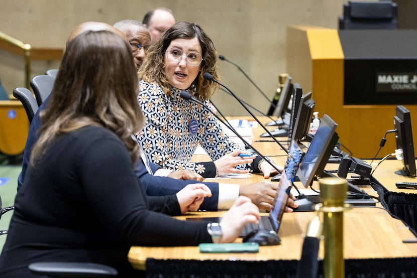 Alyssa Siffermann, interim executive director of Fair Park First, speaks during a...