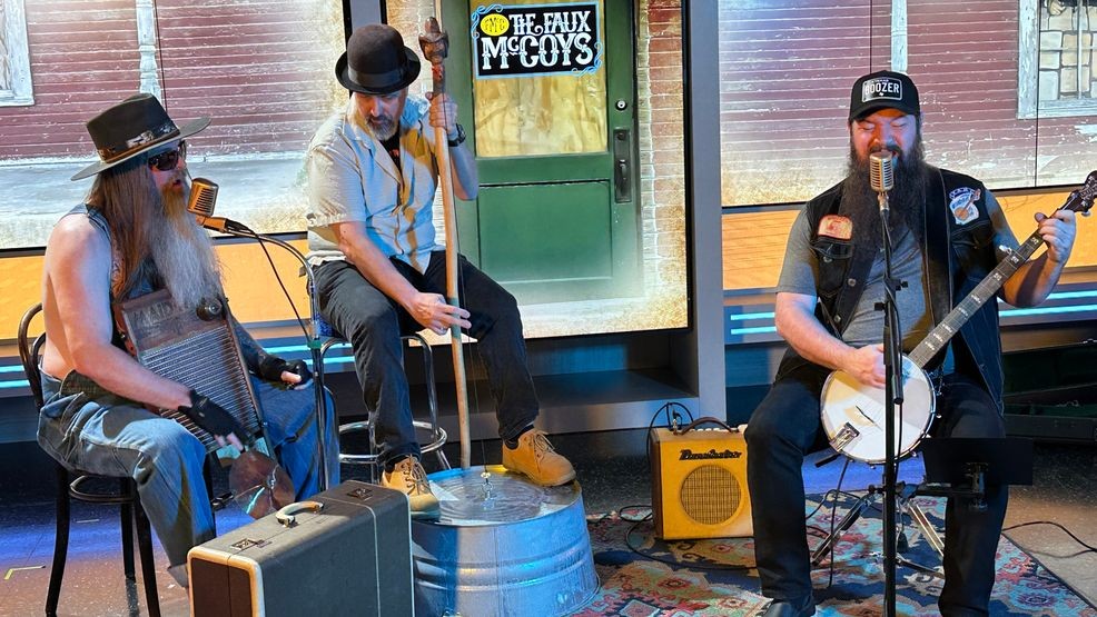 One of the standout performances of the day comes from The Faux McCoys, an Austin-based trio known for their high-energy sound that blends mountain music roots with a punk-style edge. Using unconventional instruments like washboard, washtub bass, and clawhammer banjo, the band delivers a raw, fast-paced performance that’s as entertaining as it is unexpected.
