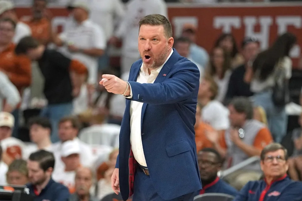 AUSTIN, TEXAS – FEBRUARY 7: Head Coach Chris Beard of the Ole Miss Rebels signals to players during the first half against the Texas Longhorns at Moody Center on February 7, 2026 in Austin, Texas. (Photo by Scott Wachter/Getty Images)