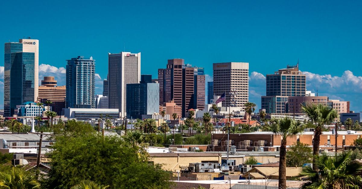 Panoramic skyline view of Phoenix downtown