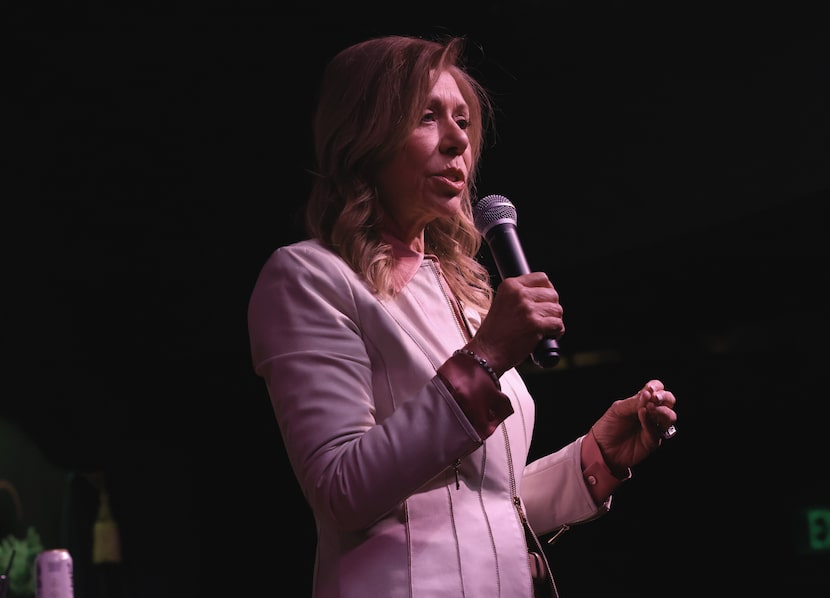 Joan Huffman answers a question during a debate as Republican candidates for Texas Attorney...