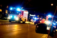 Emergency vehicles in traffic accident.