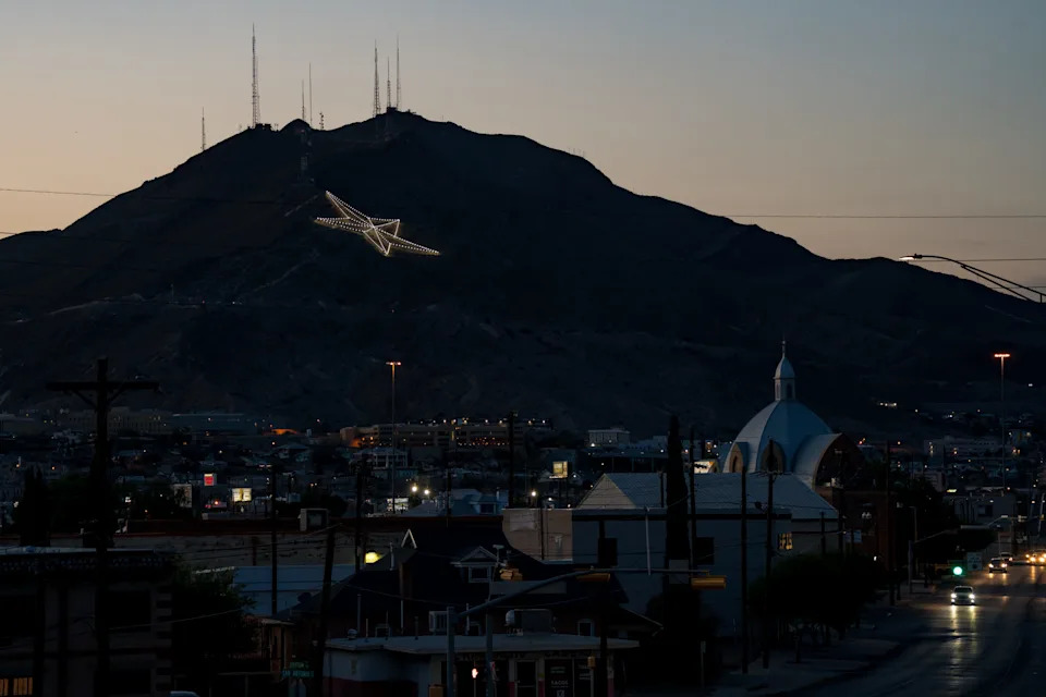 The Star on the Mountain shines on the Franklin Mountains in El Paso, Texas, on Tuesday, July 16, 2024. It was first lighted in 1940.