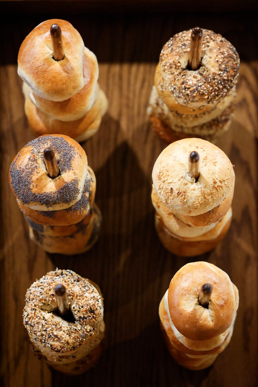 Different kinds of bagels on display Trades Delicatessen during bagel pop-up, Saturday, Jan....