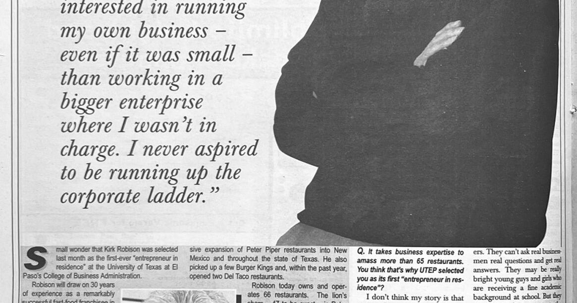 Kirk Robison: Entrepreneur and restaurant franchisee | Local News