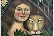 Amalia Angulo's 2025 oil painting "Woman with Lion" is among the works on display in the...