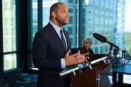Dallas Mayor Eric Johnson delivers the annual State of the City address, on Thursday, Nov....