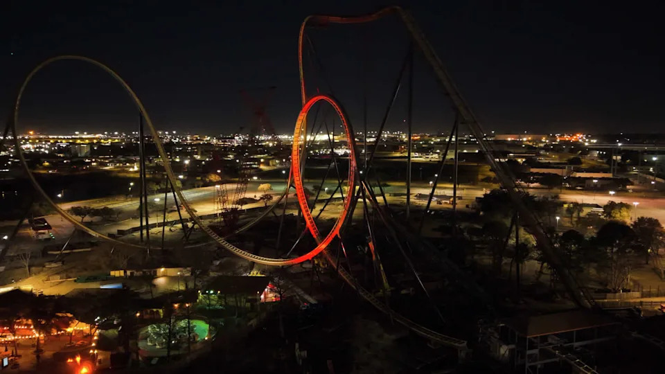 Six Flags Over Texas announced the completion of a roller coaster with the world's tallest vertical loop. (Six Flags Over Texas)