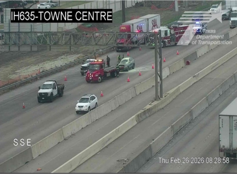 An accident on I-635 in Mesquite, Texas, on February 26, 2026.