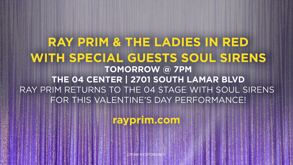 Known for his rich vocals and heartfelt songwriting, Prim will perform with his band, the Ladies in Red, along with special guests, Soul Sirens, for a night of music that promises to set hearts alight.