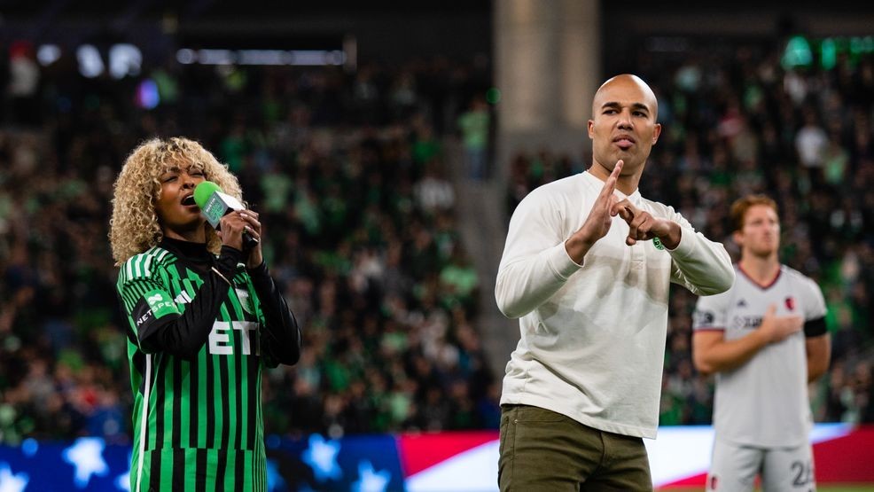 Anthem for the match against St. Louis City SC at Q2 Stadium in Austin, Texas, on Saturday February 25, 2023. (Photo by JJ Moothart/Austin FC)