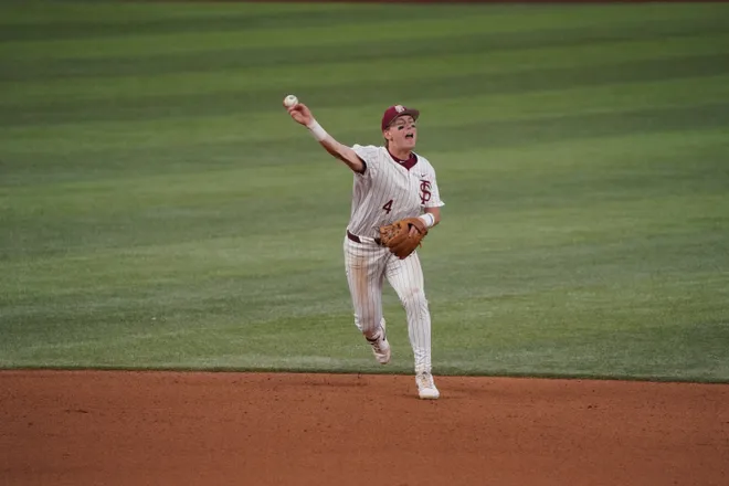 Feb 20, 2026; Arlington, TX, USA; Michigan Wolverines vs Florida State Seminoles during the Amegy Bank College Baseball Series at Globe Life Field. Mandatory Credit: Raymond Carlin III-Imagn Images