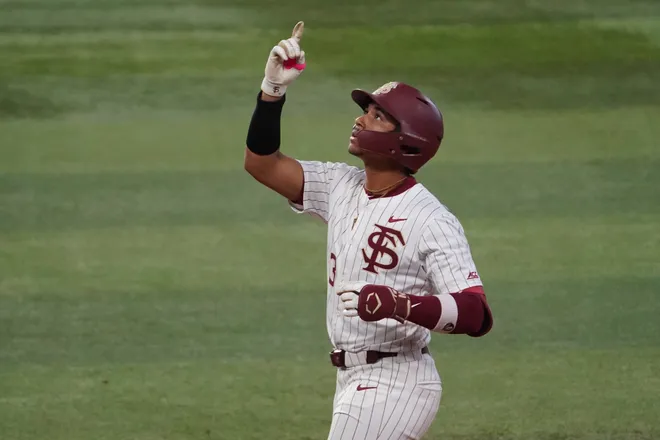 Feb 20, 2026; Arlington, TX, USA; Michigan Wolverines vs Florida State Seminoles during the Amegy Bank College Baseball Series at Globe Life Field. Mandatory Credit: Raymond Carlin III-Imagn Images