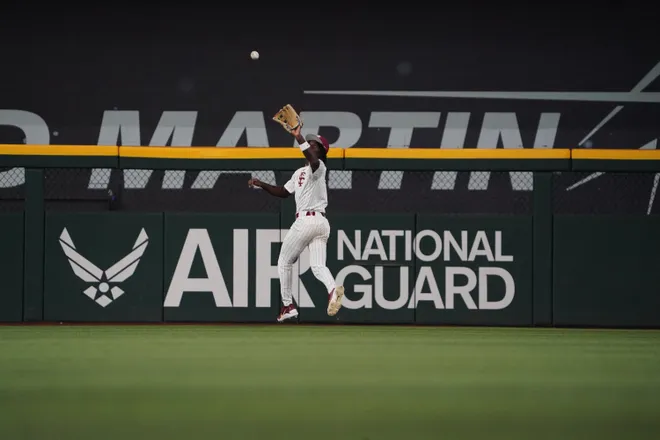 Feb 20, 2026; Arlington, TX, USA; Michigan Wolverines vs Florida State Seminoles during the Amegy Bank College Baseball Series at Globe Life Field. Mandatory Credit: Raymond Carlin III-Imagn Images