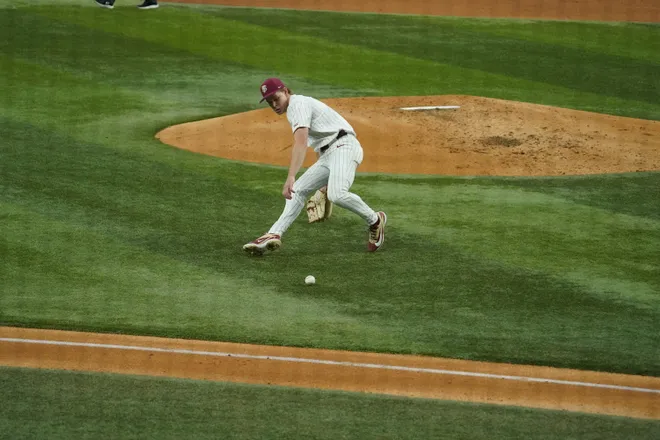 Feb 20, 2026; Arlington, TX, USA; Michigan Wolverines vs Florida State Seminoles during the Amegy Bank College Baseball Series at Globe Life Field. Mandatory Credit: Raymond Carlin III-Imagn Images