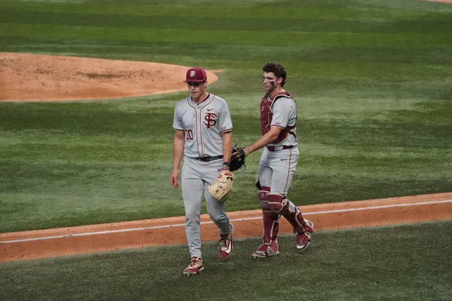 Feb 21, 2026; Arlington, TX, USA; Florida State Seminoles vs Auburn Tigers during the Amegy Bank College Baseball Series at Globe Life Field. Mandatory Credit: Raymond Carlin III-Imagn Images