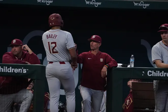 Feb 21, 2026; Arlington, TX, USA; Florida State Seminoles vs Auburn Tigers during the Amegy Bank College Baseball Series at Globe Life Field. Mandatory Credit: Raymond Carlin III-Imagn Images