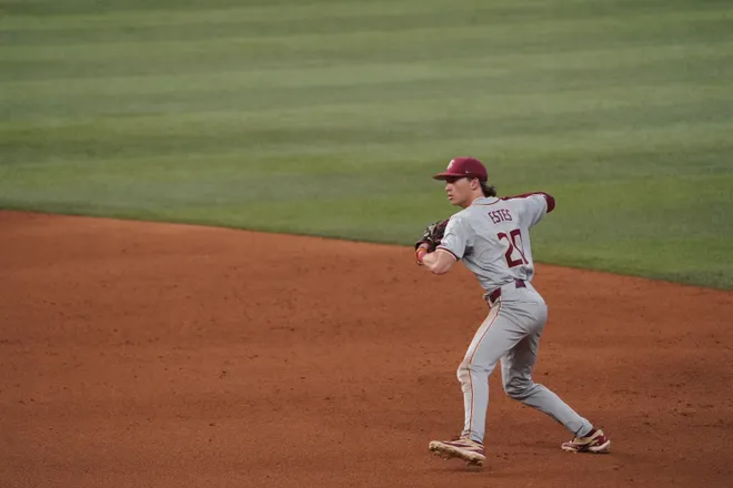 Feb 21, 2026; Arlington, TX, USA; Florida State Seminoles vs Auburn Tigers during the Amegy Bank College Baseball Series at Globe Life Field. Mandatory Credit: Raymond Carlin III-Imagn Images