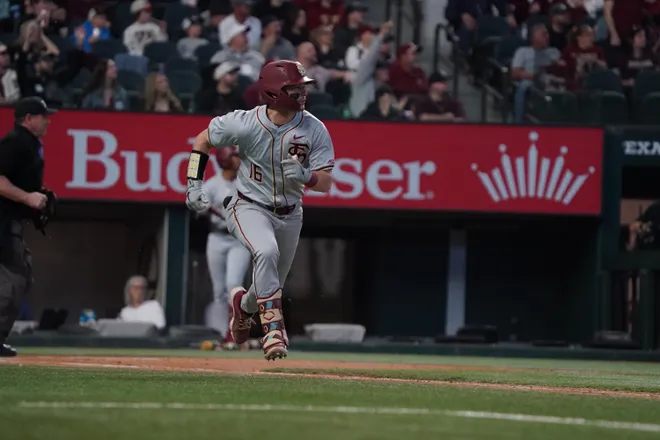 Feb 21, 2026; Arlington, TX, USA; Florida State Seminoles vs Auburn Tigers during the Amegy Bank College Baseball Series at Globe Life Field. Mandatory Credit: Raymond Carlin III-Imagn Images