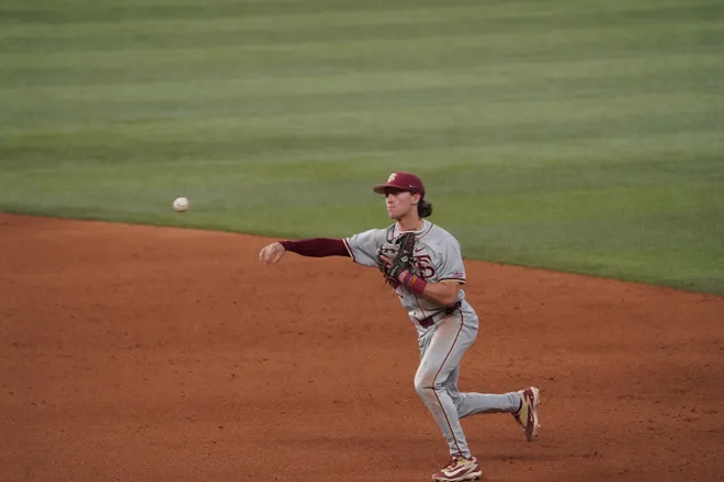Feb 21, 2026; Arlington, TX, USA; Florida State Seminoles vs Auburn Tigers during the Amegy Bank College Baseball Series at Globe Life Field. Mandatory Credit: Raymond Carlin III-Imagn Images