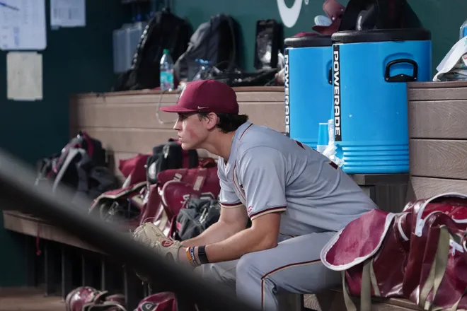Feb 21, 2026; Arlington, TX, USA; Florida State Seminoles vs Auburn Tigers during the Amegy Bank College Baseball Series at Globe Life Field. Mandatory Credit: Raymond Carlin III-Imagn Images